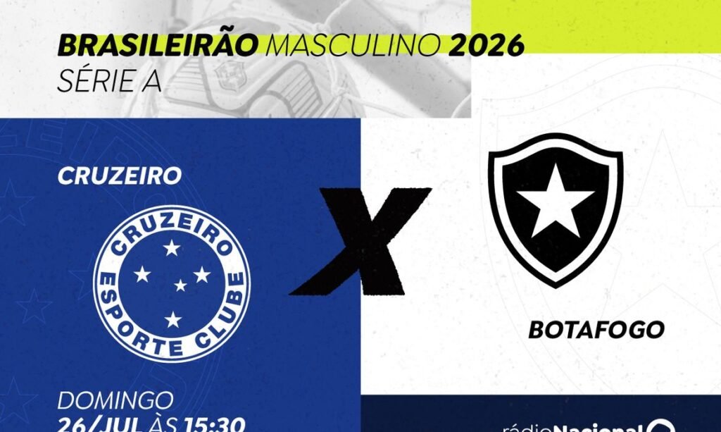 Cruzeiro e Botafogo se enfrentam pelo Brasileirão com transmissão da Rádio Nacional
