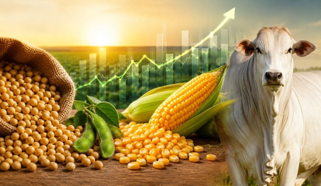 Soja, milho e boi gordo registram valorização expressiva no mercado brasileiro