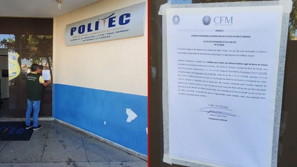Conselho de Medicina interdita IML em Barra do Garças após flagrante de irregularidades
