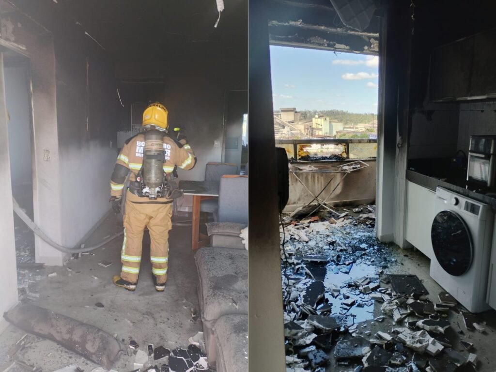Incêndio atinge apartamento no décimo andar de edifício em Ipatinga