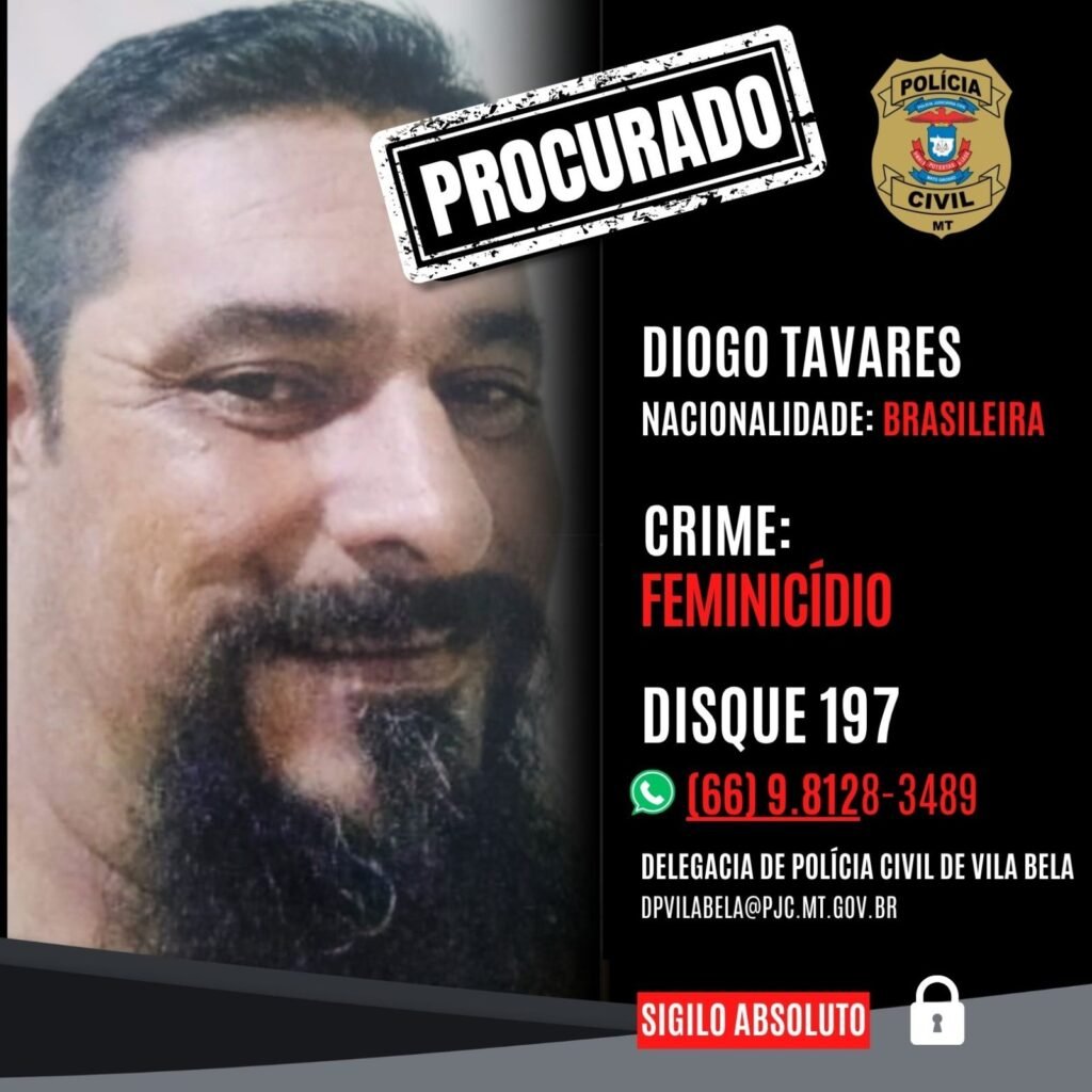 Polícia busca suspeito de feminicídio em Vila Bela da Santíssima Trindade
