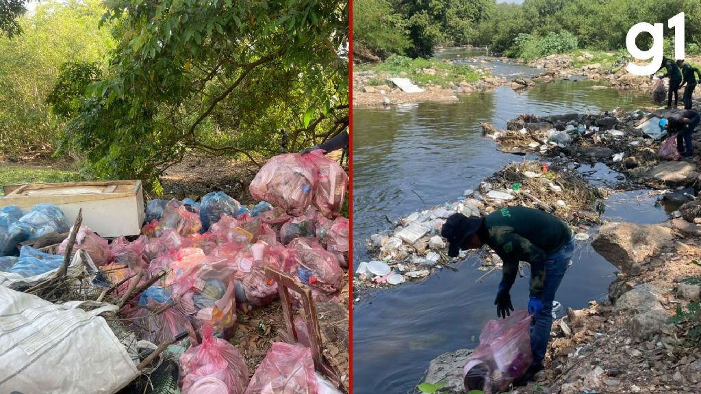 Mutirão retira mais de 200 sacos de lixo de córrego em Cuiabá