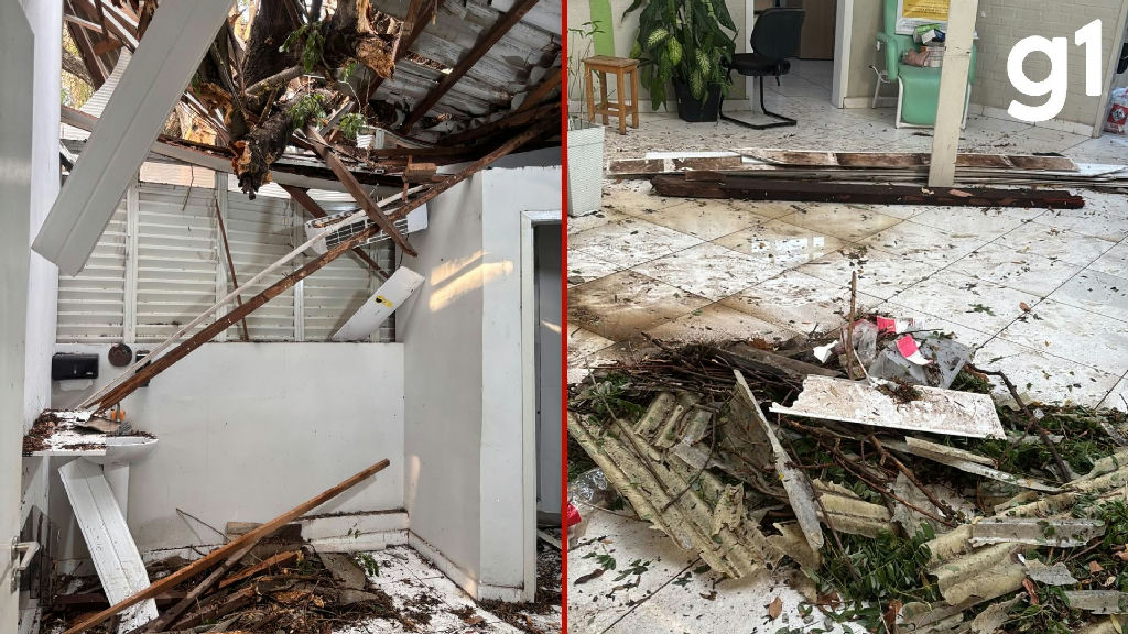 Queda de árvore em unidade de saúde fere enfermeira durante temporal em Cuiabá