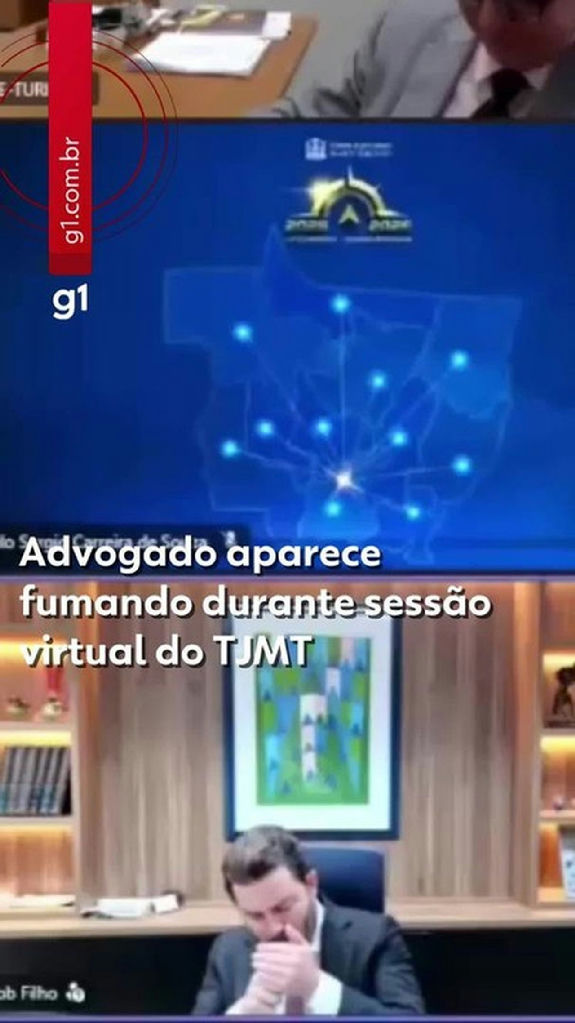 Advogado fuma durante sustentação oral em sessão virtual do TJMT