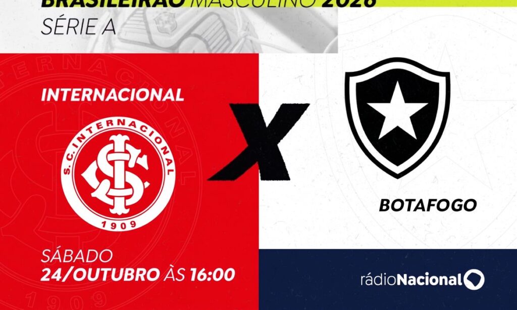 Internacional e Botafogo se enfrentam pelo Brasileirão com transmissão ao vivo