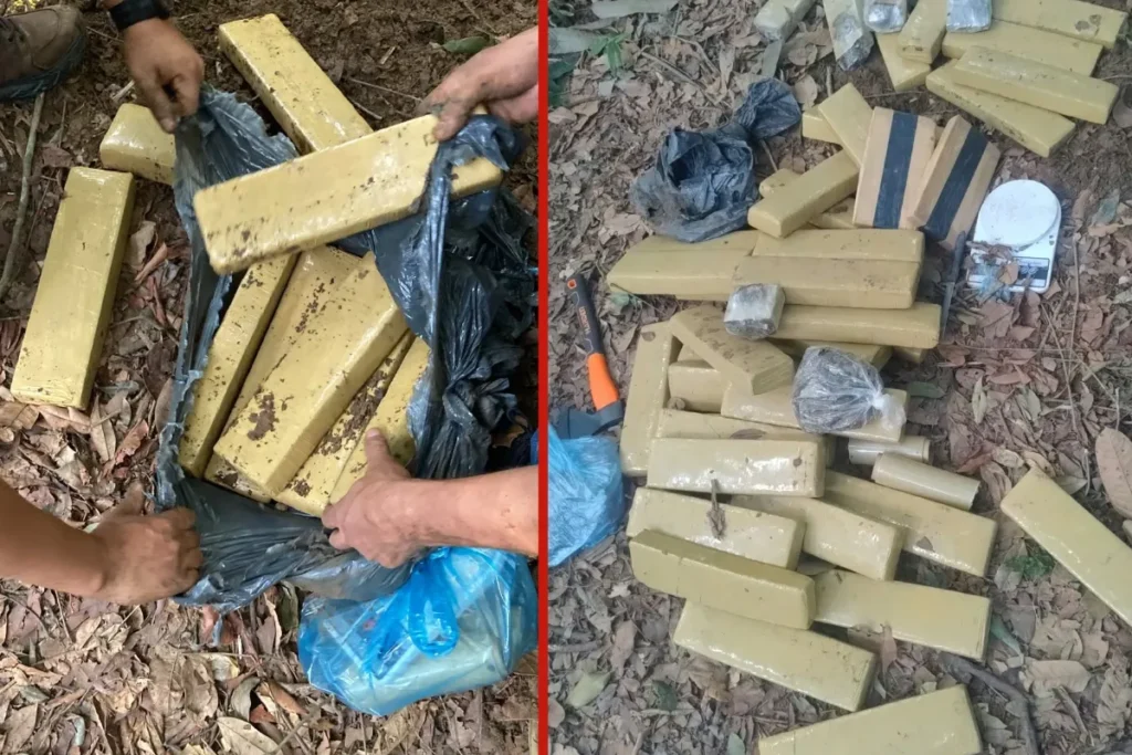 Trilha clandestina próxima a restaurante revela depósito de drogas em área de mata
