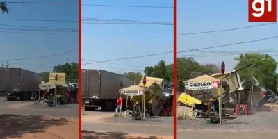 Caminhão arrasta fiação e destrói bancas comerciais no bairro morada da serra em cuiabá