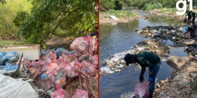 Mutirão retira mais de 200 sacos de lixo de córrego em Cuiabá