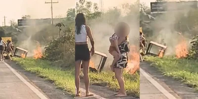 Queda de churrasqueira de veículo causa incêndio em vegetação na Mt-251